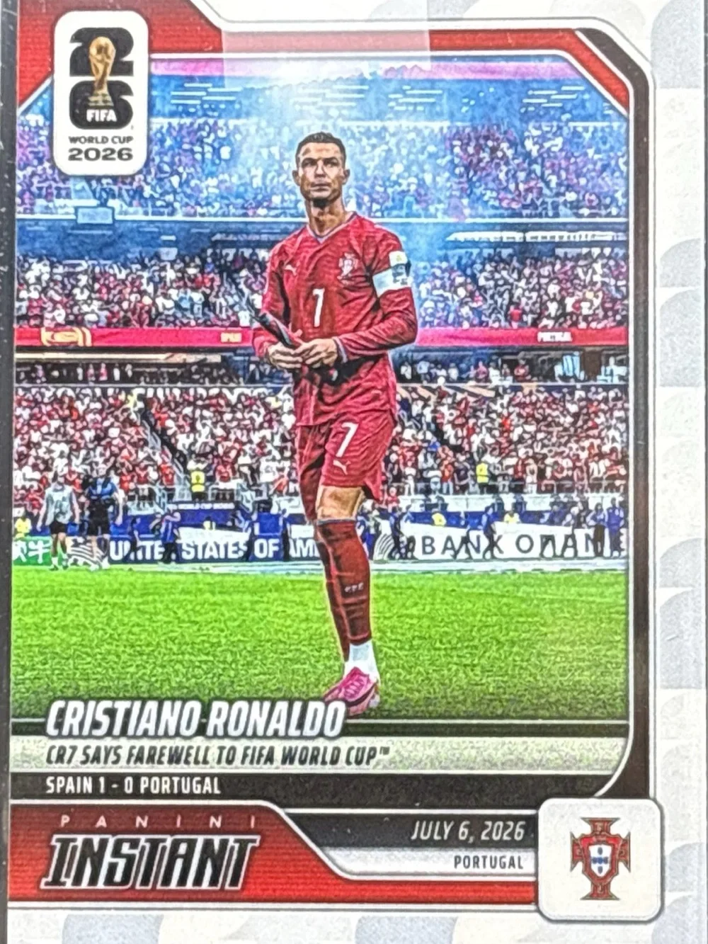 Panini Instant Cristiano Ronaldo World Cup Soccer Trading Card LE 1/15379
